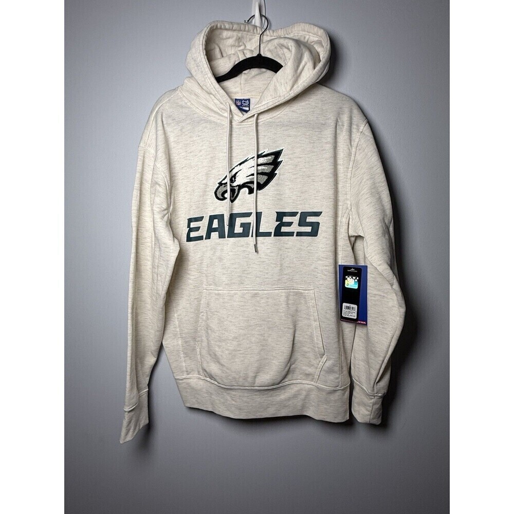 Philadelphia Eagles Hoodie Men’s Med Heather Gray Logo Pullover Sweatshirt NWT